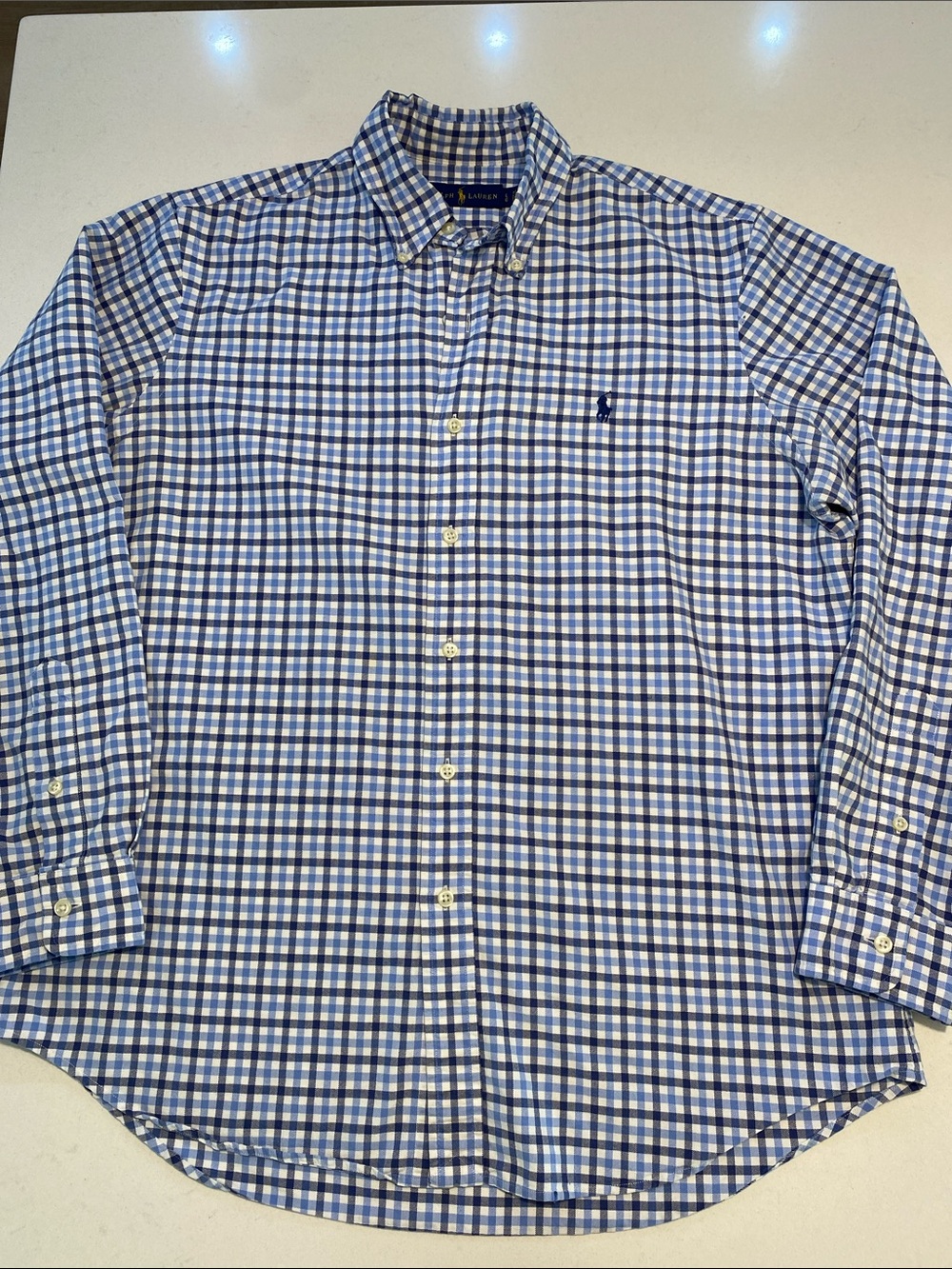 Polo by Ralph Lauren Blue and White Gingham Button-Down Shirt